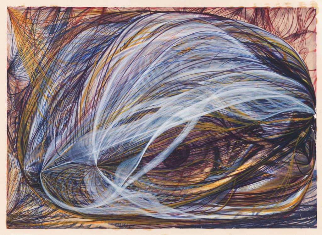 Georgiana Houghton, The Eye of the Lord, 1 septembre 1870, aquarelle, gouache et plume sur papier collé sur une planche